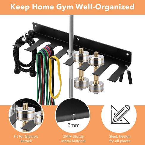 2 Pack Home Gym Storage Rack Wall Mount 8 Prongs Heavy Duty Gym Storage Organizer for Resistance Bands Lifting Belts Jump Ropes Barbells Foam Rollers Accessories in Kuwait