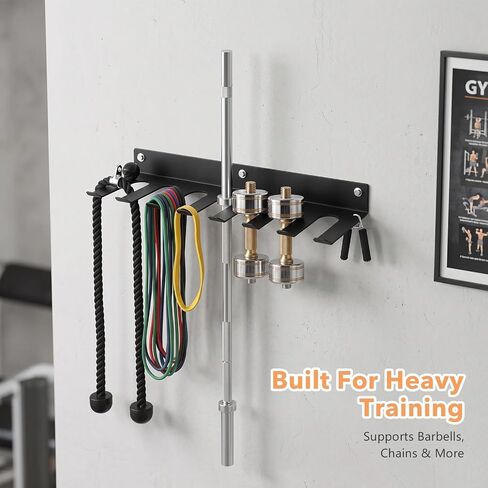 2 Pack Home Gym Storage Rack Wall Mount 8 Prongs Heavy Duty Gym Storage Organizer for Resistance Bands Lifting Belts Jump Ropes Barbells Foam Rollers Accessories in Kuwait