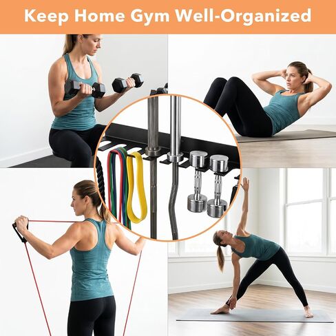 2 Pack Home Gym Storage Rack Wall Mount 8 Prongs Heavy Duty Gym Storage Organizer for Resistance Bands Lifting Belts Jump Ropes Barbells Foam Rollers Accessories in Kuwait