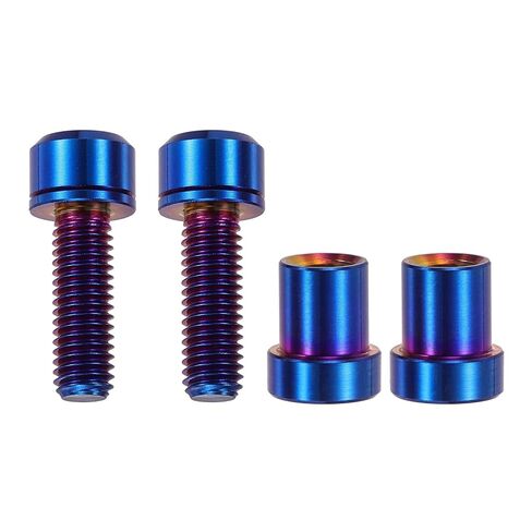 مسمار جذع دراجة من التيتانيوم، M5x16mm & 2 مجموعة ومثبتات مضادة للتآكل برأس سداسي أسود مشطوب مع غسالات وصواميل جذعية لتثبيت مقود الدراجة/MTB/دراجة الطريق in Kuwait