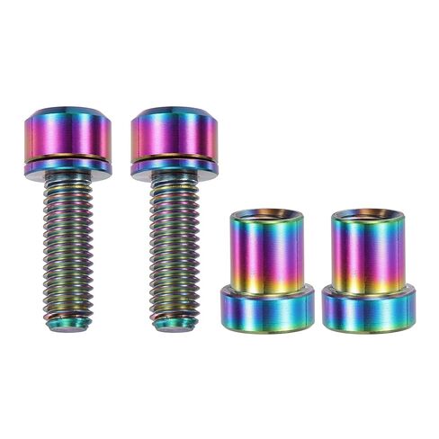 مسمار جذع دراجة من التيتانيوم، M5x16mm & 2 مجموعة ومثبتات مضادة للتآكل برأس سداسي أسود مشطوب مع غسالات وصواميل جذعية لتثبيت مقود الدراجة/MTB/دراجة الطريق in Kuwait