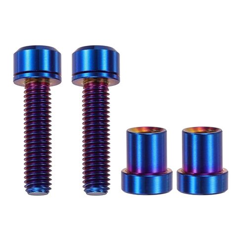 مسمار جذع دراجة من التيتانيوم، M5x16mm & 2 مجموعة ومثبتات مضادة للتآكل برأس سداسي أسود مشطوب مع غسالات وصواميل جذعية لتثبيت مقود الدراجة/MTB/دراجة الطريق in Kuwait