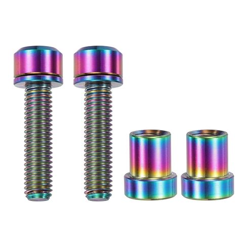 مسمار جذع دراجة من التيتانيوم، M5x16mm & 2 مجموعة ومثبتات مضادة للتآكل برأس سداسي أسود مشطوب مع غسالات وصواميل جذعية لتثبيت مقود الدراجة/MTB/دراجة الطريق in Kuwait