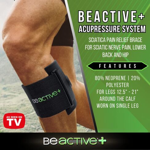 نظام الضغط الإبري BEACTIVE Plus - دعامة تخفيف آلام عرق النسا لألم العصب الوركي، وأسفل الظهر، ودعامة الركبة والورك مع وسادة ضغط مستهدفة - للجنسين in Kuwait