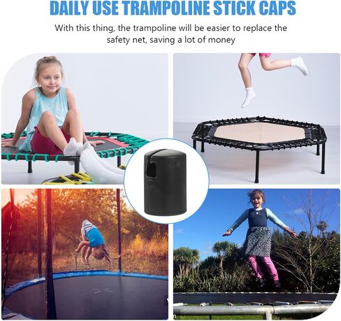 Yardwe 6 Pcs Trampoline Enclosure Pole Caps Black 1.5 Inch Diameter Plastic Trampoline Pole Toppers in Kuwait