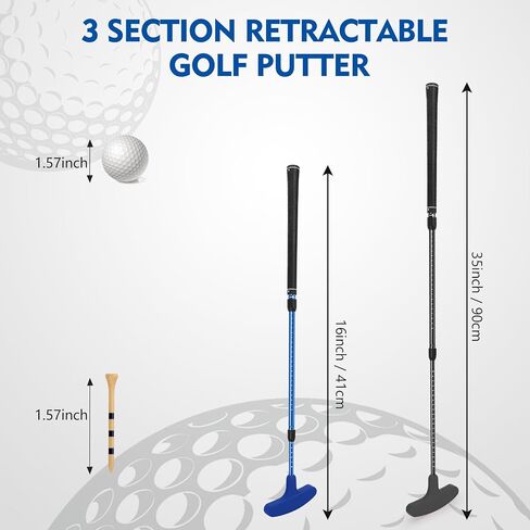 Adjustable Golf Putter Set for Kids & Adults - 2 Pack Two-Way Golf Clubs with 4 Balls and 8 Golf Tees, Portable Junior Golf Practice Kit for Indoor and Outdoor Family Fun, Ambidextrous Design in Kuwait