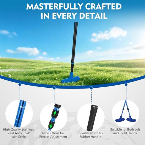 Adjustable Golf Putter Set for Kids & Adults - 2 Pack Two-Way Golf Clubs with 4 Balls and 8 Golf Tees, Portable Junior Golf Practice Kit for Indoor and Outdoor Family Fun, Ambidextrous Design in Kuwait