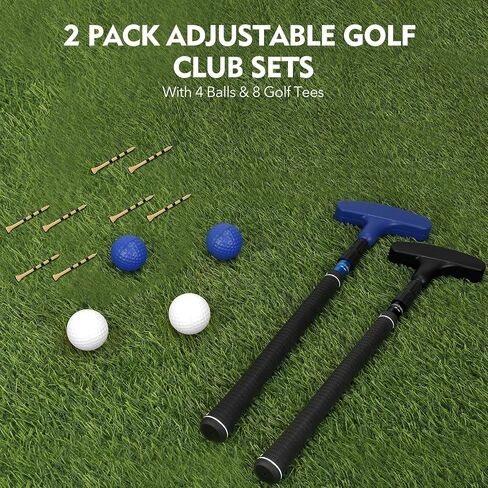 Adjustable Golf Putter Set for Kids & Adults - 2 Pack Two-Way Golf Clubs with 4 Balls and 8 Golf Tees, Portable Junior Golf Practice Kit for Indoor and Outdoor Family Fun, Ambidextrous Design in Kuwait