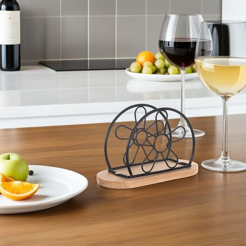 4pcs Stainless Steel Flower Napkin Dispenser Set, Freestanding Decorative Tissue Holder for Dining Table, Kitchen Countertop, and Outdoor Picnic Use in Kuwait