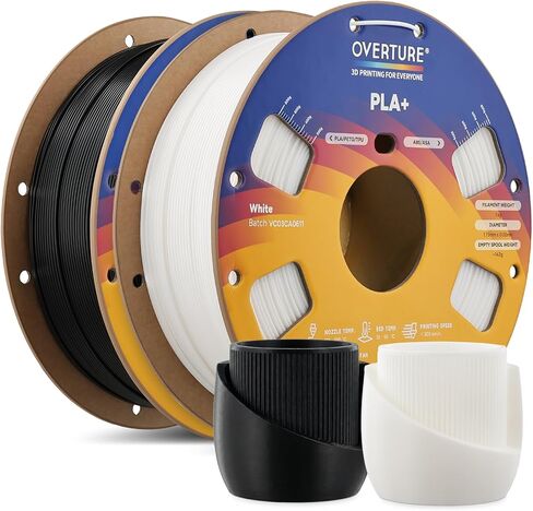 OVERTURE High Speed PLA+ 3D Printer Filament 1.75mm, Upgraded Rapid PLA 2.0 with Enhanced Toughness & Stability, 1kg Spool (2.2lbs) Fit Most FDM 3D Printers (Black) in Kuwait