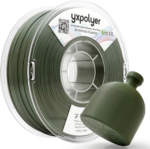YXPOLYER ASA Filament 1.75mm 1kg Olive Drab 3D Printer Filament, UV Rain Heat Weather Resistant for Outdoor Use and Summer Camping Hiking Print, Easy Printing for Beginners with AMS-Compatible Spool in Kuwait