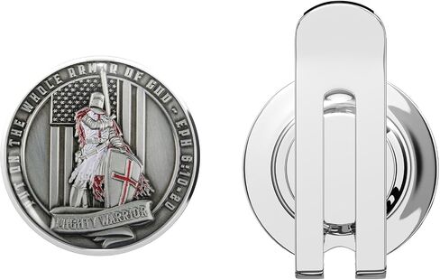 American Christian Knight with Sword and Cross Shield Armor of God Golf Hat Clip with Magnetic Ball Marker – Durable Metal Accessory for Golfers in Kuwait
