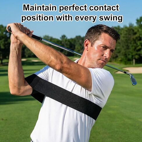 Golf Swing Arm Band, Adjustable Golf Training Assist Flexible Arm Correcting Tool Swing Correcting Improve Stability for Beginner Men Women Indoor Outdoor (Black) in Kuwait