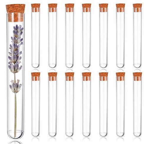 15PCS Clear Plastic Test Tubes with Cork Stoppers 15x100mm 10ml Test Tubes for Plants, Vials with Seal Cap for Plants Propagation Seed Jewelry Beads Powder Spice Liquid Storage DIY Decoration in Kuwait