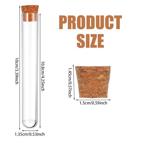 15PCS Clear Plastic Test Tubes with Cork Stoppers 15x100mm 10ml Test Tubes for Plants, Vials with Seal Cap for Plants Propagation Seed Jewelry Beads Powder Spice Liquid Storage DIY Decoration in Kuwait