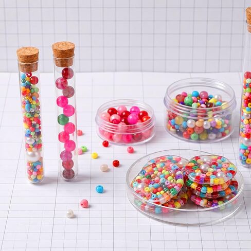 15PCS Clear Plastic Test Tubes with Cork Stoppers 15x100mm 10ml Test Tubes for Plants, Vials with Seal Cap for Plants Propagation Seed Jewelry Beads Powder Spice Liquid Storage DIY Decoration in Kuwait