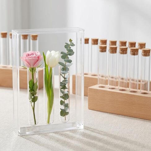 15PCS Clear Plastic Test Tubes with Cork Stoppers 15x100mm 10ml Test Tubes for Plants, Vials with Seal Cap for Plants Propagation Seed Jewelry Beads Powder Spice Liquid Storage DIY Decoration in Kuwait