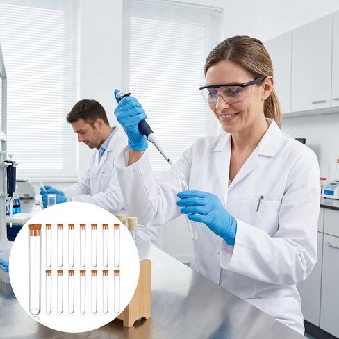 15PCS Clear Plastic Test Tubes with Cork Stoppers 15x100mm 10ml Test Tubes for Plants, Vials with Seal Cap for Plants Propagation Seed Jewelry Beads Powder Spice Liquid Storage DIY Decoration in Kuwait