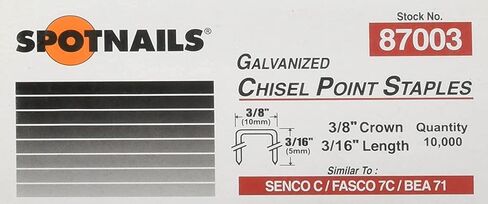 Spot Nails 87003 3/8-Inch Crown Staples, 3/16-Inch, 10000-Piece (1, Single Расk) in Kuwait