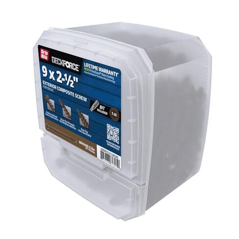 براغي السطح المركب الخارجية Grip-Rite DeckForce لمشاريع PVC والأسطح المركبة - براغي مطلية بالنانو - طرف منشار T-17 - بني - #9 × 2-1/2 بوصة - صندوق 5 رطل - GRDFCS212ACA5 in Kuwait