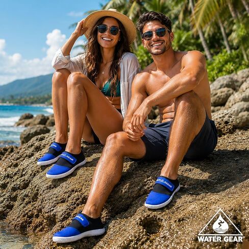 أحذية مائية من Water Gear - شبكة علوية شبكية سريعة التهوية للتصريف السريع لحمام السباحة والشاطئ وركوب القوارب والتمارين الرياضية المائية باللون الأزرق in Kuwait