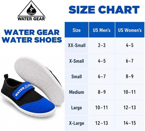 أحذية مائية من Water Gear - شبكة علوية شبكية سريعة التهوية للتصريف السريع لحمام السباحة والشاطئ وركوب القوارب والتمارين الرياضية المائية باللون الأزرق in Kuwait