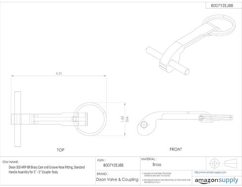 Dixon 300-HRP-BR Brass Cam and Groove Hose Fitting, Standard Handle Assembly for 3" - 5" Coupler Body in Kuwait