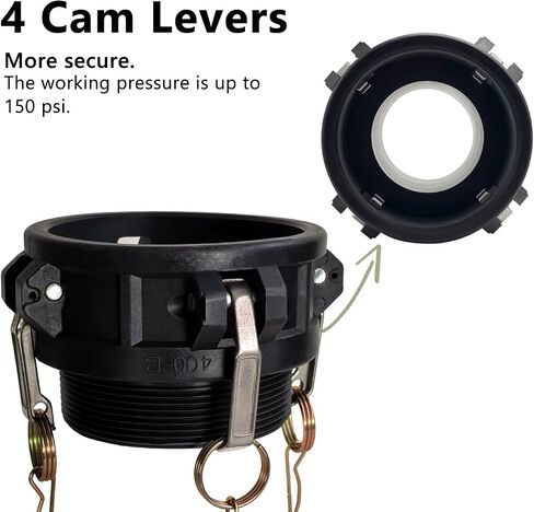 تركيبات Camlock مقاس 4 بوصات من النوع B & F من البولي بروبيلين ومجموعة تركيب خرطوم الأخدود مع وصلات خرطوم Camlock للإناث والذكور مقاس 4 بوصات × 4 بوصات NPT ذكر وكاميرات وأخدود in Kuwait