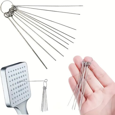 10-Piece Stainless Steel Shower Cleaning Kit with Multiple Brush Sizes for Shower Heads and Bathroom Fixtures,Ideal for Home Kitchen and Bathroom Maintenance (1 Box (10 Pieces)) in Kuwait