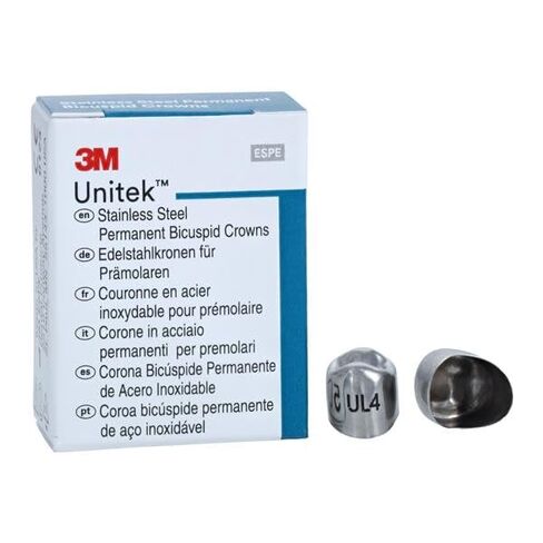 3M Solventum 900514 Unitek Crowns Stainless Steel 1st Permanent Bicuspid #4 Upper Left 5/Bx in Kuwait