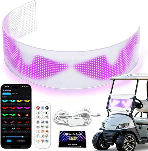 DITRIO Golf Cart Devil Eyes Light، 23x5in عيون LED مرنة قابلة للبرمجة للزجاج الأمامي للسيارة مع التطبيق / جهاز التحكم عن بعد، عيون إلكترا عالية السطوع DIY متحركة لشاحنات عربة الجولف وديكور سيارات الدفع الرباعي in Kuwait