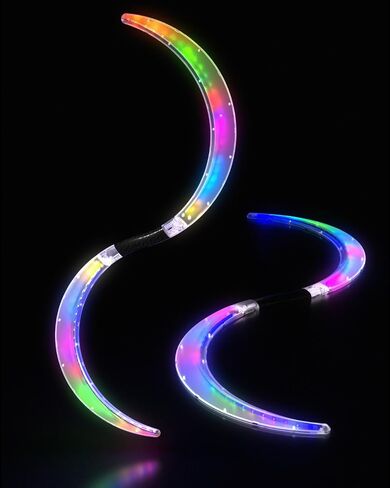طاقم عمل LED على شكل حرف S لراقصات البوي، 241 وضع إضاءة، طاقم سحري قابل لإعادة الشحن USB مع ألوان قابلة للتخصيص، تأثير بصري عميق لأداء مهرجان الهذيان للفنون المتدفقة in Kuwait