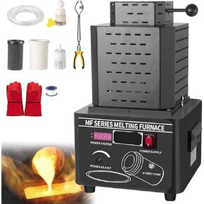 Gold Melting Furnace, 1600℃/2912℉ Digital Melting Furnace Machine, Graphite Crucible for Precious Metals, Automatic Digital Melting Furnace with Graphite Crucible (Orange for1kgMetal) in Kuwait
