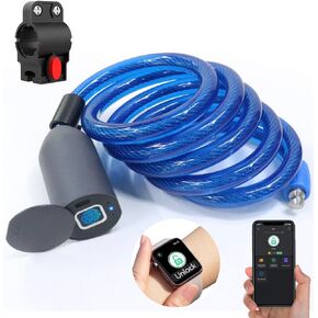 Anweller Fingerprint Cable Lock, 4.9FT Long Heavy Duty Anti Theft Bike Lock, Weatherproof Keyless Biometric Bluetooth App Smart Lock for Bicycle Scooter Lawnmower Skateboard Snowboard Ski - Dark Blue in Saudi Arabia