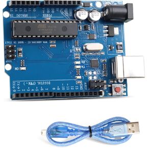 UNO R3 Board Compatible with arduino for STEM Education & DIY Prototyping - ATmega328P Microcontroller with USB Cable for Makers and Projects in Kuwait