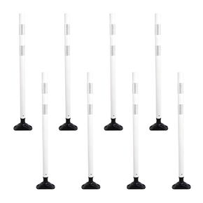 48" White Flexible Traffic Bollard w/Rubber Base, 8-Pack — Drive-Over Recovery, Reflective Safety Pole for Driveway & Road (8, White, 48" Square Base) in Kuwait