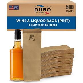 Duro Quart Bags – Kraft Paper Wine Bag, Wine Bags for Wines Bottles, Gifts & Events, Liquor Bag Bulk for Bottles, 4.25x2.5x16 Inches, 500 Count in Kuwait