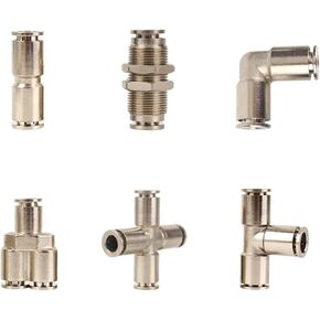 ارتفاع ضغط النحاس النيكل تركيبات خرطوم الهواء الهوائية تركيب مفاصل توصيل الانابيب PV 4 6 8 10 12 مللي متر 1 قطعة (10 مللي متر) in Kuwait