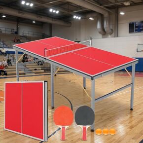 6x3FT Professional Outdoor Ping Pong Table, Portable Indoor/Outdoor Table Tennis Game Set with Net, Includes 2 Paddles & 3 Balls for Adults and Teens in Kuwait