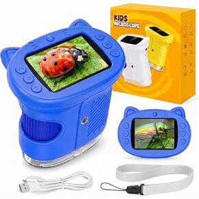 مجهر الأطفال ، 1000X مجهر جيب صغير محمول مع شاشة 2.0 ″ IPS و 8 LEDs ، قابلة لإعادة الشحن ، ألعاب علوم العلوم التعليمية الجذعية ، أفضل هدايا عيد ميلاد عيد الميلاد للفتيات من 4 إلى 12 سنة in Kuwait