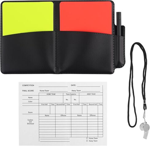 Soccer Referee Kit, Warning Football Referee Kit Include Yellow Red Cards, Loud Crisp Sound Whistle with Lanyard, Record Paper, Pencil, Card Holder, for Referees Lifeguard in Kuwait
