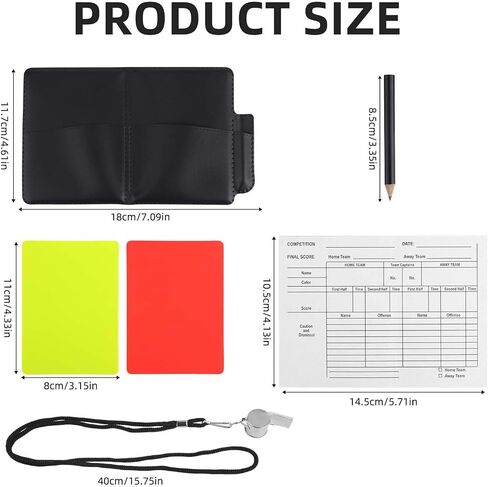 Soccer Referee Kit, Warning Football Referee Kit Include Yellow Red Cards, Loud Crisp Sound Whistle with Lanyard, Record Paper, Pencil, Card Holder, for Referees Lifeguard in Kuwait