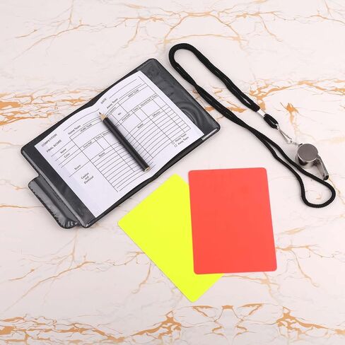 Soccer Referee Kit, Warning Football Referee Kit Include Yellow Red Cards, Loud Crisp Sound Whistle with Lanyard, Record Paper, Pencil, Card Holder, for Referees Lifeguard in Kuwait