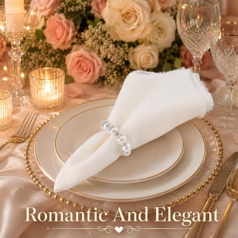 20Pcs Pearl Napkin Rings,Napkin Rings, Elegant Rhinestone Silver Serviette Buckles for Weddings, Party Supplies and Table Decor in Kuwait