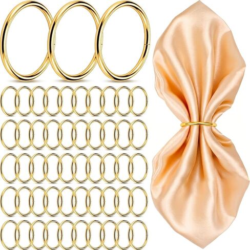 50 Pcs Gold Metal Napkin Rings Bulk Round Dining Table Napkin Holder Buckles Mini Hanging Ring for Home Table Settings Wedding Harvest Holiday Parties Gifting in Kuwait