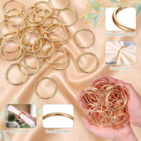 50 Pcs Gold Metal Napkin Rings Bulk Round Dining Table Napkin Holder Buckles Mini Hanging Ring for Home Table Settings Wedding Harvest Holiday Parties Gifting in Kuwait
