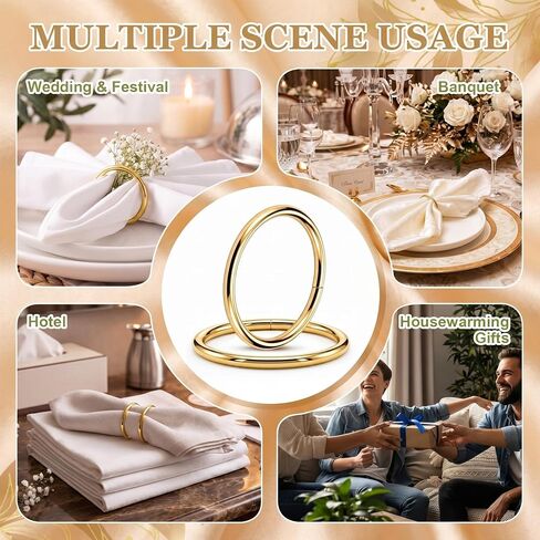50 Pcs Gold Metal Napkin Rings Bulk Round Dining Table Napkin Holder Buckles Mini Hanging Ring for Home Table Settings Wedding Harvest Holiday Parties Gifting in Kuwait