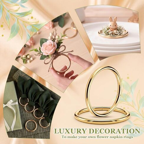 50 Pcs Gold Metal Napkin Rings Bulk Round Dining Table Napkin Holder Buckles Mini Hanging Ring for Home Table Settings Wedding Harvest Holiday Parties Gifting in Kuwait