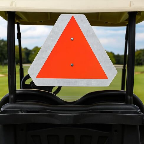 Glow in The Dark Slow Moving Vehicle Sign for Golf Carts, Safety Triangle Sign, 16x14 inch Aluminum SMV Signs DOT Compliant for UTV, Trailers, Tractors, Golf Cart Accessories in Kuwait