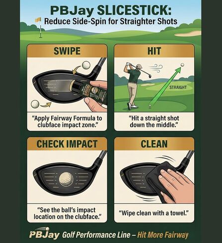 PBJay Slicestick Golf Club Balm Anti Slice and Anti Hook Formula Reduces Side Spin for Straighter Drives and Better Accuracy Clean Easy Application for Drivers Woods and Hybrids in Kuwait